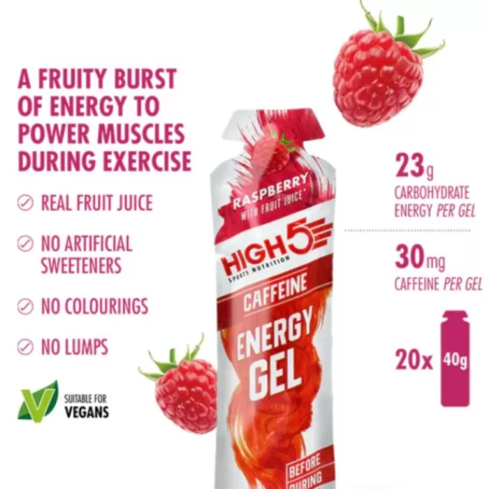 High5 Energy Gel Caffeine Raspberry 20x40g